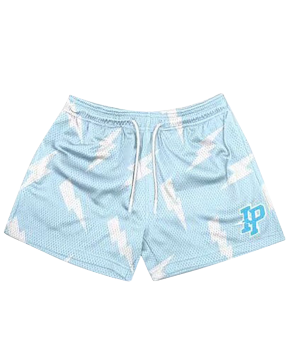 IP Lightning Bolt Print Mesh Shorts