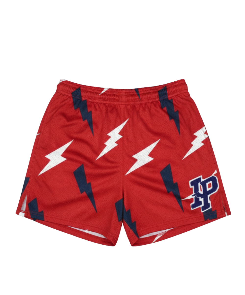IP Lightning Bolt Print Mesh Shorts