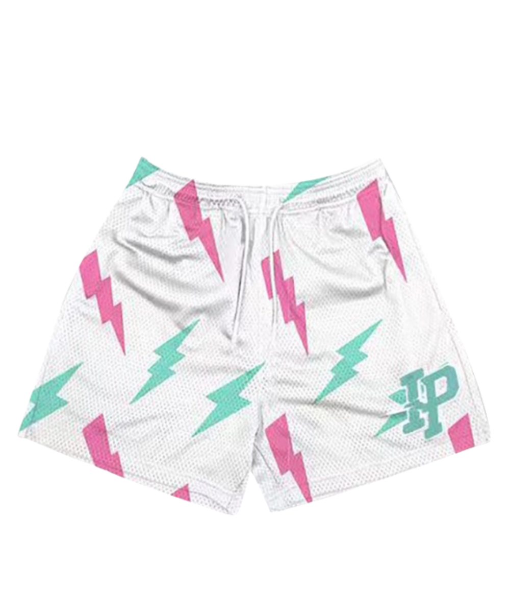 IP Lightning Bolt Print Mesh Shorts