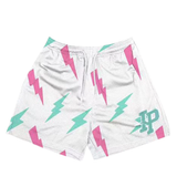 IP Lightning Bolt Print Mesh Shorts